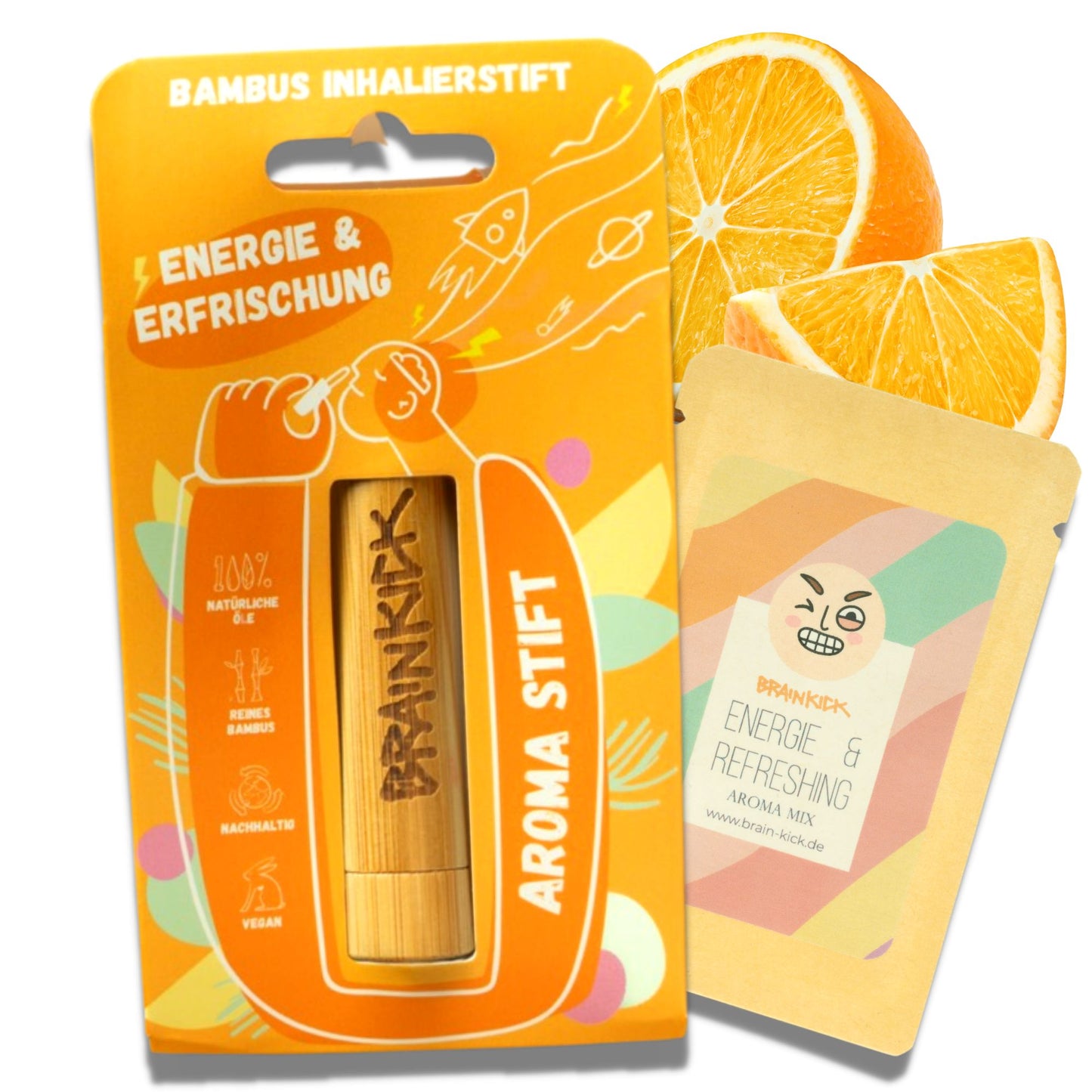 Aromatherapie 4er Set | 4 Mischungen + 4 Bambus Inhalierstifte